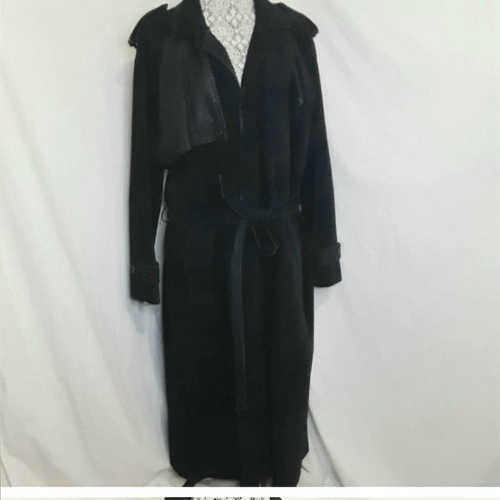 gorgeous suede and leather full length trench coat